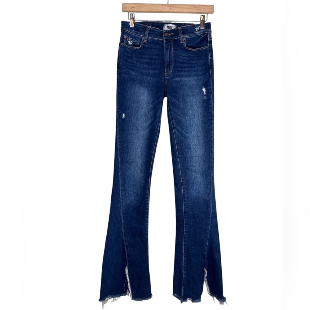 PAIGE Indigo Flare Jeans with Raw Hem